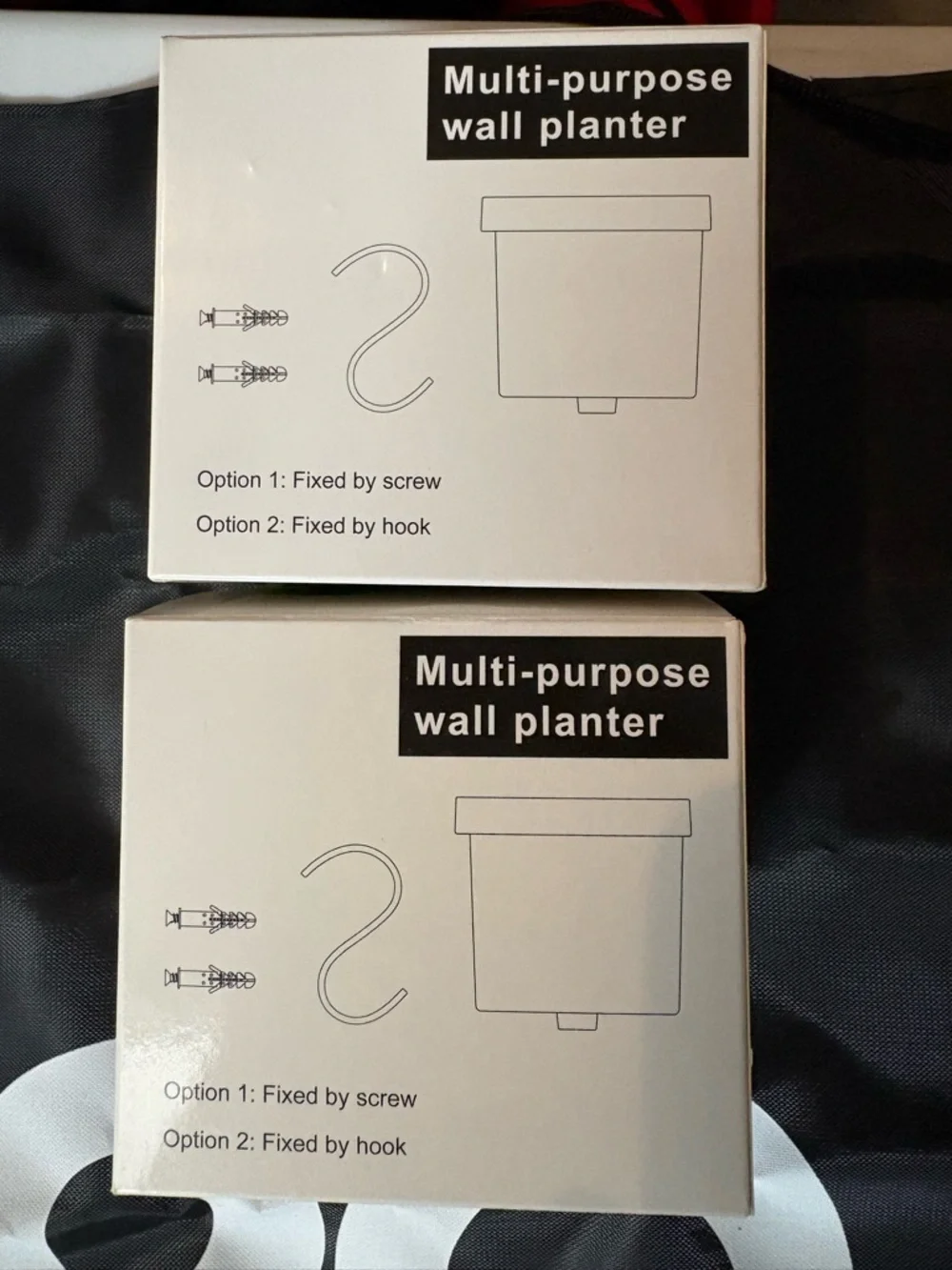 2 pack Multi-purpose Wall Planter Box - Black